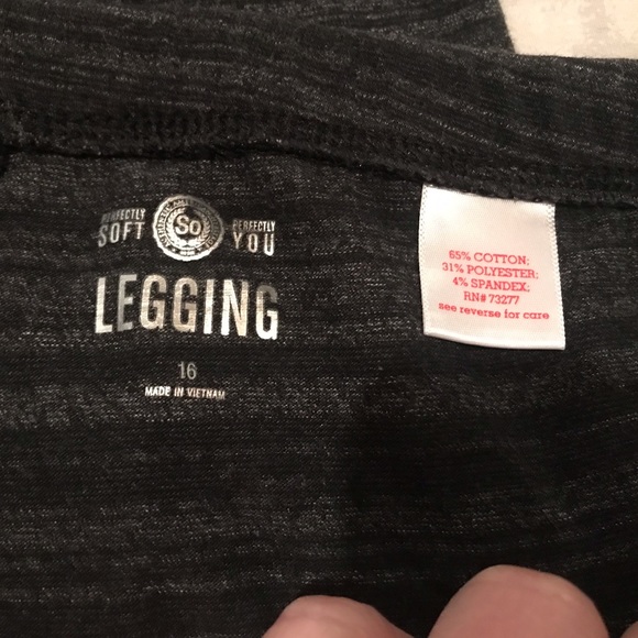 SO brand girls gray and black striped leggings. Size 16. - Picture 2 of 2